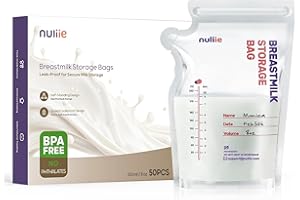 Nuliie 50 Stück Muttermilchbeutel, 250ml BPA-frei Muttermilch Aufbewahrung bag, Milchbeutel für Muttermilch mit Ausgießer für das Stillen, Selbststehender, Kann Eingefroren Werden, Platzsparendes