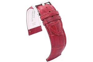 diloy Cinturino pelle vitello stampato coccodrillo scaglia quadrata imbottito sportivo – Misure 14mm 16mm 18mm 20mm 22mm 24mm 26mm 28mm 30mm – Elegante e resistente 368