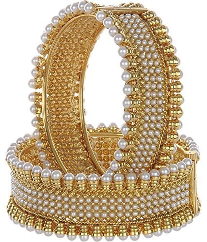 YouBella Traditional Jewellery Gold Plated and Pearl Bangle Set for Women (Golden)(YBBN_91053E)