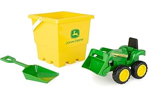 TOMY John Deere Ensemble bac à Sable avec Seau, Pelle et Camion-Benne, Jouets de Plage Solides pour Enfants 18 Mois et Plus.