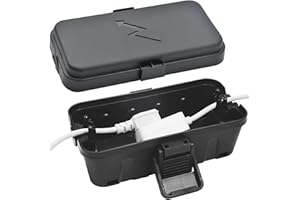 Hrensaw Kleine wetterfester Elektrischer Anschlusskasten(Innenmaße: 14x7,5x5,5cm), IP54 wasserdicht Kabelsicherheitsbox Zum Schutz Von Zeitschaltuhren,Verlängerungskabeln,Festliche Lichter,Schwarz