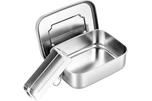 Tixexo Pudełko śniadaniowe ze stali nierdzewnej z 2 przegródkami, 1200 ml, pudełko na lunch Bento Box z podziałem, szczelne, dla dorosłych i dzieci, nadaje się do mycia w zmywarce