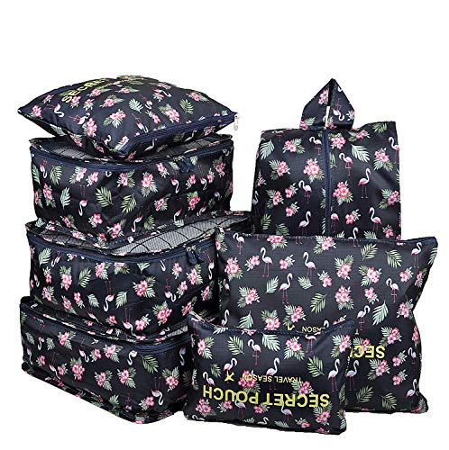 mciskin 7Pcs Flamingo Étanche De Stockage De Voyage Sacs Vêtements Emballage Cube Bagages Organisateur Poche