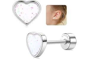 LOLIAS 20G Boucles D'oreilles Tige Forme Cœur Titane Pour Filles Femmes Or 14 Carats Petites Boucles D'oreilles À Paillettes Mignonnes Hypoallergéniques Boucle D Oreille Enfants Fille