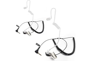 HYSHIKRA Cuffie On Ear Jack 3,5 mm Solo ricezione Walkie Talkie Compatibile con radio portatili Motorola Sepura Rexon Wouxun Kenwood Baofeng Quansheng (tubo trasparente 2)