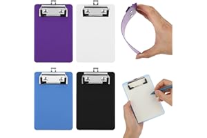 Bewudy Lot de 4 petits porte-blocs de 10,2 x 15,2 cm, mini porte-bloc en plastique format lettre avec clip bas, pour fournitures de bureau et de classe (4 couleurs B)