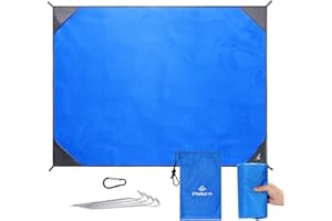‎PHILORN PHILORN Großes Wasserdicht Picknickdecke und Stranddecke Camping Decke Strand Matte 200×150 cm mit 4 Alu-Heringe Faltbar Leicht und Sandfrei für Outdoor Wandern Grassland Unterwegs Blau