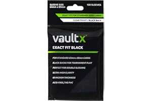 Vault X Black Exact Fit Trading Card Sleeves, Soft, High Clarity, Perfect Fit Inner Sleeves with Black Backs for Competitive Tournament Play, Collectible Card Games, Sports, TCG (100 Pack)