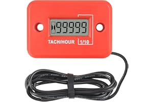 Taikemeti Drehzahlmesser Stundenzähler, zeigt Echtzeit-Drehzahl und die gesamte akkumulierte Zeit, 2-Takt & wasserdicht Design für Motorräder ATV Schneemobile Generatoren (ROT-2)