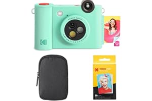 KODAK Smile+ 2-in-1 Digitale Sofortbildkamera & Bluetooth Fotodrucker Starterpaket + Tragetasche + Zink 20 Blatt - Grün