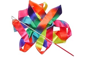 Tixiyu Rubans de Danse Rythmique de qualité supérieure - 4 m - Ruban de Gymnastique pour Enfants - tourbillonnantes sur bâtons - pour la Danse Artistique des Enfants, Poignée