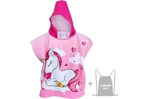 JORAKI Jednorożec ręcznik z kapturem dla dzieci, ponczo dla dzieci, ręcznik plażowy, ręcznik kąpielowy, ręcznik surfingowy, mikrofibra, ultramiękki i chłonny szlafrok dla chłopców, dziewcząt, dzieci,