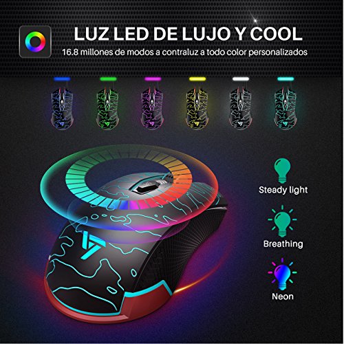 VICTSING Rat  n Gaming 5500DPI  Lluminaci  n RGB Programable Ratones Gaming 6 Botones con 6 dpi Ajustable  1000 1500 2500 3000 4000 5500  y LED Personalizable para Jugadores  Oficina-Negro
