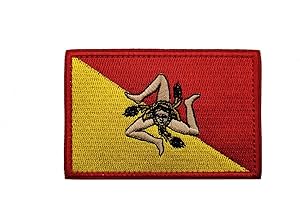 TOPPATCH Ohrong Sizilien-Aufnäher, Sicilien, Länderschild, Flagge, Italien, besticktes Wappen, Abzeichen, Sizilien, italienische Applikation