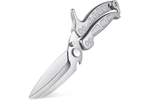 DRAGON RIOT Ciseaux à Volaille Détachables, Ciseaux de Cuisine à Dents de Requin, Ciseaux Cuisine Professionnel Multifonctions Pour Couper Les Os, Viande, Volaille, Légumes et Fruits de Mer, Argent