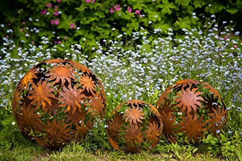 3er Set Dekokugel, Rost, Sonne - 2