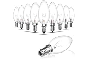Luxvista 10 x Clear Candle Small Edison Screw Cap SES E14 Lamp Light Bulbs 42W Bulbs Classic C35 Dimmable Screw in LED Replacement Light Bulb for Chandelier, Touch Lamp, Warm White 2700K, AC 220-240 V