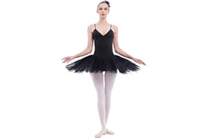 ABEHIK Robe de Ballet Tutu Danse Classique Femme sans Manche de Couleur Unie Robe de Ballet Costume Lac des Cygnes Robe Tutu de Danse Costume de Ballet Robe Poncho Robe Performance