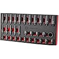 Britool Hallmark 32pc Standard & Deep Impact Socket Set (6-Point) 7-22mm - 3/8" Drive