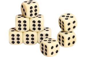 GWHOLE Zestaw 10 sztuk kości słoniowej 6-stronne, 16 mm, kostki do gry, akrylowe kostki do zabawy, akcesoria do gry, gra