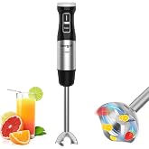 Ibergrif Batidora de mano 1000W con velocidad progresiva | Acero inoxidable, bot&oacute;n turbo, para sopas, pur&eacute;s, smoothies y sals