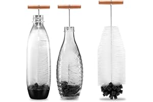 DREAKU Szczoteczka do butelek i butelek 35 cm, głębokie czyszczenie szkła/butelki, gęsta szczotka do brudnych brudów, bez zarysowań, pozostałości i zapachu