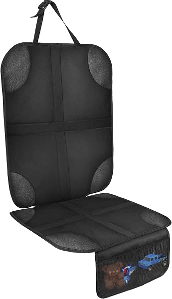 AiQInu Protector Asiento Coche, Impermeable Antideslizante Compatible Protector de Asiento de Coche de Niño con 2 Bolsillos de Almacenaje para Asiento de Coche de Cuero y Tela - 1