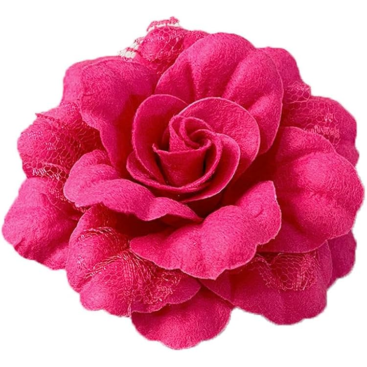 Chanel Broche Vintage En Toile Blanche Fleur De Camélia Rose Soie Ref