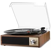 VIFLYKOO Bluetooth 5.4 Vinyl Record Player, Vintage Vinyl Player with 3 Speeds 33/45/78 RPM, Turntable Supports USB Audio Rec