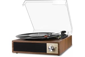 Giradischi Vinile, VIFLYKOO Giradischi Bluetooth Giradischi Vintage 3 Velocità 33/45/78 RPM con Altoparlanti Integrati, Codificatore Digitale, Lettore di Dischi Lettore di Vinile LP/Aux IN/RCA/USB