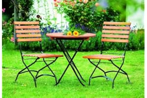 gartenmoebel-einkauf Klapp - Bistroset Schlossgarten 3-teilig, Stahl schwarz + Eukalyptus, FSC®-Zertifiziert