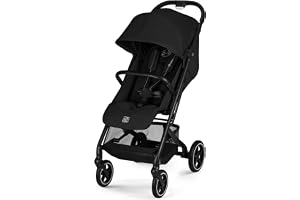 Cybex Beezy BLK B/Magic Black-black PU1 | Ergonomisk liggposition, från födseln till ca 4 år, kompakt vikbar, enhandsbältessystem, terränghjul