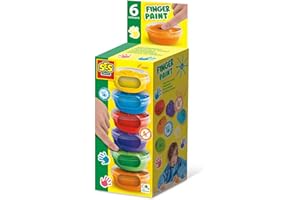 SES Creative | Kit Recharge Peinture au doigt Pour Enfants | 6 Pots 45Ml | Jeux Arts Créatif pour Bébé | Développement Moteur et Créativité | Peinture Lavable Sans Gluten | Idée Cadeau dès 1 An