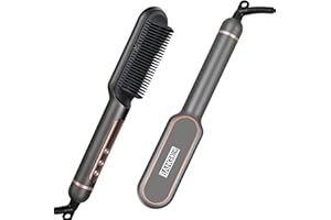 ‎BANGDILS Ulepszona szczotka prostująca włosy – prostownica do włosów z ujemnymi jonami, szybkie nagrzewanie w 30 sekund, 9 ustawień temperatury i wyświetlacz LED, profesjonalne narzędzia do styl (Szary)