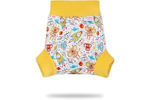 Petit Lulu Pull Up Cloth Nappy Wrap | Size L | Washable Diaper Wrap | Reusable Cloth Nappies | Made in Europe (Robots)