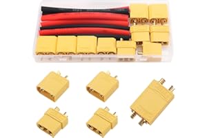 YIXISI 5 Pairs XT90 Connectors, XT90 Male Female Bullet Connectors Power Plugs, XT90 Battery Connectors, with Heat Shrink Tubing, for RC Lipo Battery RC Model