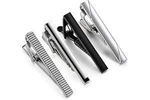 Wynameleri Multi-Pcs Tieclips Set for Men Tie Bar Clip Set for Regular Ties Necktie Wedding Business Clips with Box, Father's Day pre-sent, Silver Tie Bar & Gold Tie Clip for Men