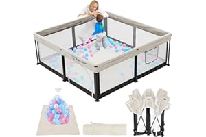 G TALECO GEAR Laufstall Baby mit Matratze, 127 * 127 Laufgitter baby Faltbar, Indoor&Outdoor Laufgitter, Laufstall Faltbar mit 50 Ozeanbällen