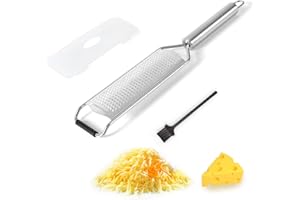 DEANKEJI Grattugia per Formaggio, Acciaio Inossidabile 304 Grattugia, Argento, con Ganci Grattugia Limone Scorza, con Coperchio e Spazzola, per Formaggio, Cioccolato e Patate