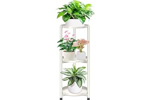 KHayRovies 3 Tier White Plant Stand Indoor Tall, Corner Round Plant Stand for Indoor Multiple Plants, Metal Flower Pot Stands Outdoor Holders Plant Shelf Display Rack for Balcony Living Room