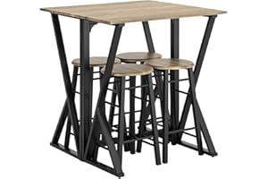 SoBuy OGT24-N 5-teilige Essgruppe Esstisch mit 4 Stühlen Klapptisch Esszimmer Sitzgruppe Küche Küchentisch Holztisch klappbar im Industrial-Look