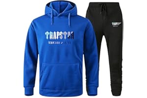 YiLianDa Chándal Trapstar Hombre, 2 Piezas Conjunto de Chándal Trapstar, Trapstar Chandal London con Impresión de Letras, Sudadera Trapstar Unisexo con Capucha y con Pantalones, Tallas S-4XL