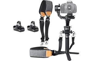 HYGJ TMOM Lanière d'épaule Sangle de Ceinture avec Double Crochet pour DJI RSC 2 /RS 2/Ronin-SC/Ronin-S Decompression Adjustable Shoulder Neck Strap, Noir, 14,2 cm x 7,9 cm x 6,2 cm