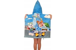 eplusm Paw Patrol Poncho Badetuch mit Kapuze Badeponcho Kindertuch 55x110 cm Helfer auf Vier Pfoten Blau