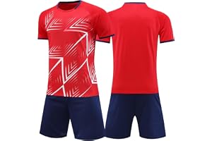 Tokeya Fotbollskit för barn pojkar fotbollströja set snabbtorkande nät andningsbara shorts och t-shirt set fotboll träningsdräkt skola PE träningsoverall sportkläder för barnkläder ålder 7-13 år
