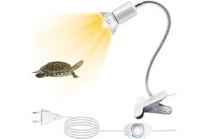 LAKONEI Lampada per Tartarughe d'acqua, Lampada Riscaldante per Tartarughe di Terra, Lampada Termica per Tartarughe, Collo di Cigno Regolabile a 360° con Base in Ceramica（Lampadina Non Inclusa）