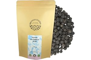 Les Voies Épicées - Poivre de Kampot Noir -100g -Saveurs Persillées - Baies entieres et Non Cassé-Poivre du Cambodge
