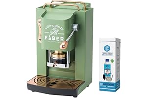 emozioni quotidiane Macchina caffè Faber PRO Deluxe con Rifiniture in Ottone a Cialde in Carta Ese 44 mm + Kit Manutenzione Decalcificante + 20 Cialde Caffe Omaggio (Verde)