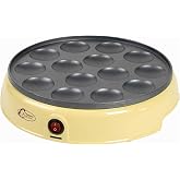 Bestron Poffertjes Maker in Retro Design, Mini Pancake Maker, with Non-Stick Coating, Sweet Dreams, 800 W, Colour: Yellow