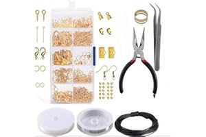 CHUANGOU Kits de Bijoux Fabrication De Bijoux Kit 912 Pièces Résultats Fixés pour Faire des Bracelets Boucles d'oreilles Bricolage à la Main, Or
